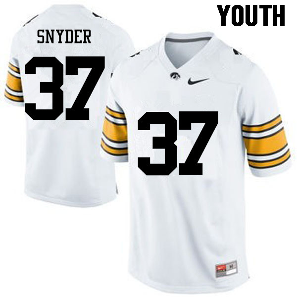 Youth Iowa Hawkeyes #37 Brandon Snyder College Football Jerseys-White